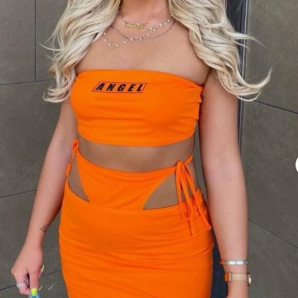 Orange Angel Bandeau and Mini Skirt Set - Picture 4 of 4
